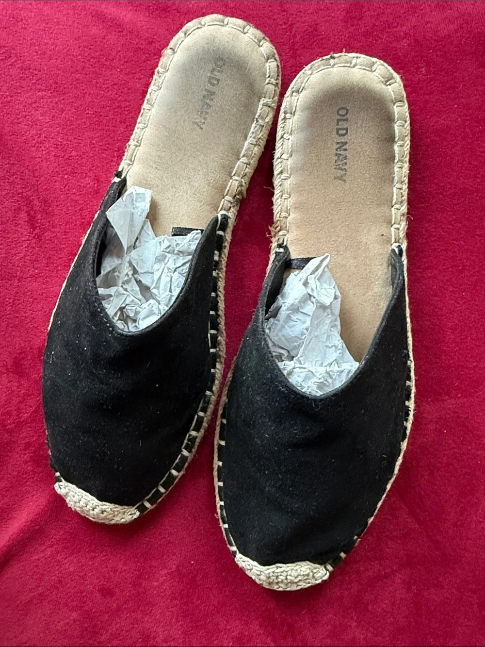 Old Navy Black Canvas Espadrille Slip-On Mules